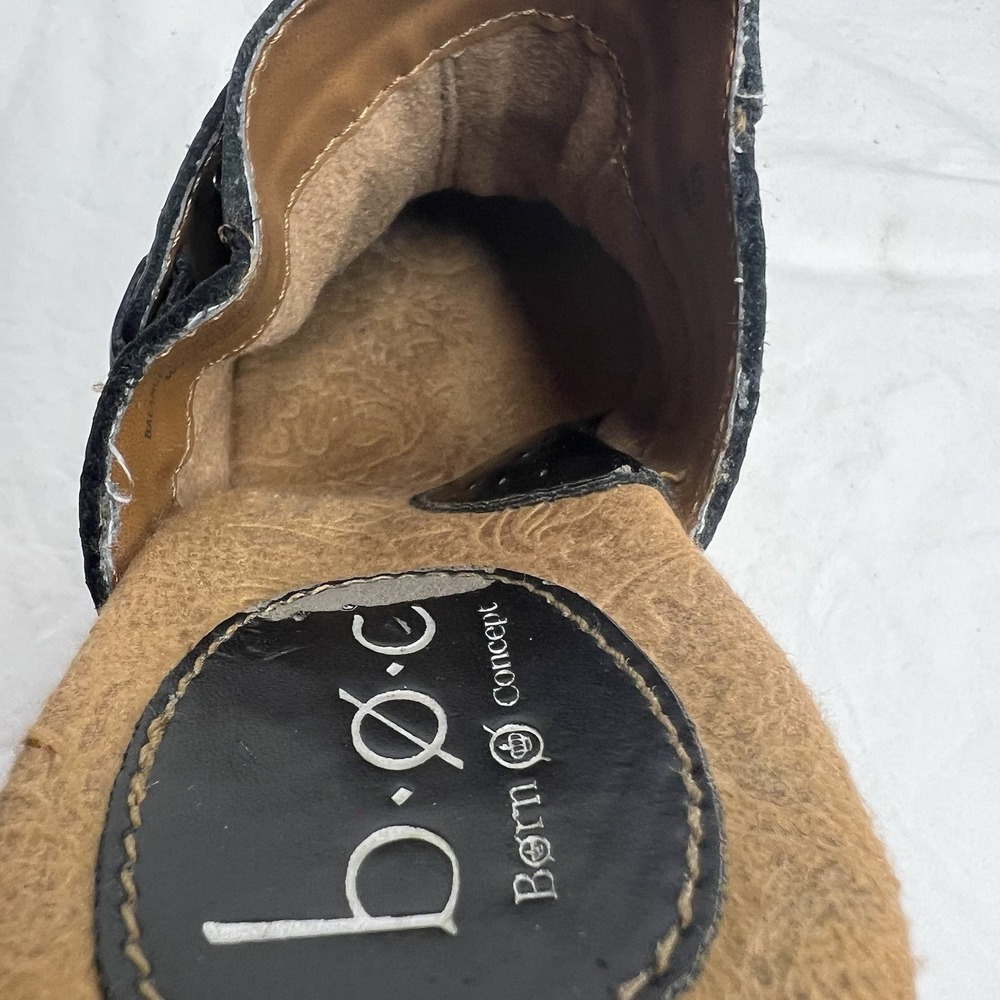 b.o.c Born Concept Black Leather Cut-Out Block Heel Mules Comfort Sz 8/39 - Picture 13 of 15